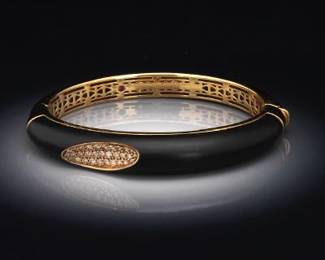 Robert Coin Gold, Sterling Silver, Diamond and Exotic Wood Bangle, Capri Plus Collection