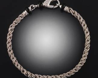 Italian 18K Gold and Black Onyx Braided Rope Bracelet