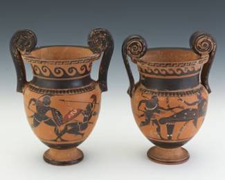 Two Greek Style Black Figure Vases, after Antiquity