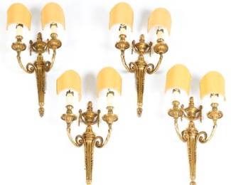 Set of Four Neoclassical Style Gilt Bronze Wall Sconces