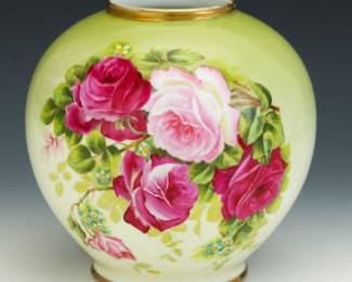 Austrian HandPainted Porcelain Vase with Roses