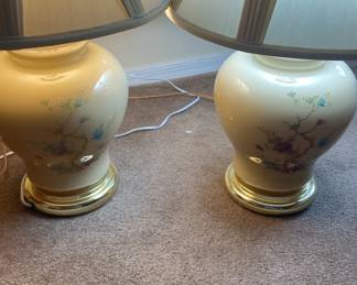 Two Matching Floral Table Lamps