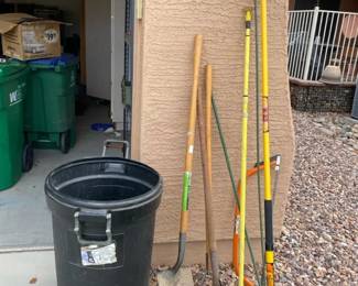 Garden Tools And Wheeled Waste Can