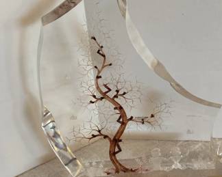 Signed John Miller Acrylic Tree Lucite Sculpture