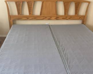 Pine Vintage King Size Headboard, Box Springs, And Frame