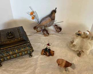 Varied Lot Of Bird Decor And A Wooden Box