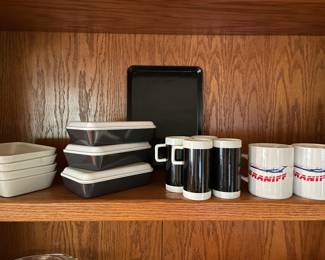 Braniff Airlines serving dishes