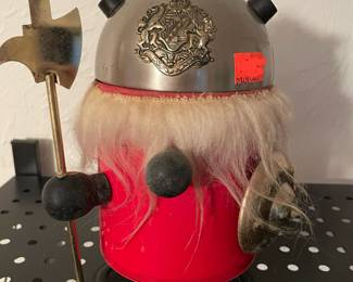 Vintage Viking music box with hidden inside compartment.