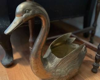 Large brass swan