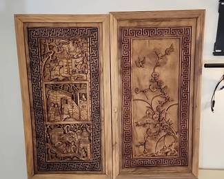 Oriental ornate carved wood pieces
