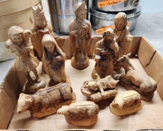 Hand carved wooden nativity