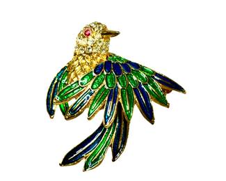 Hummingbird bluegreen brooch