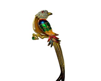 Vintage Premier Designs Rhinestone
Enamel Bird Brooch