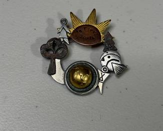 Vintage La Terre Earth Brooch Mixed Metals 