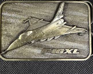 Vintage F-16 Brass Belt Buckle