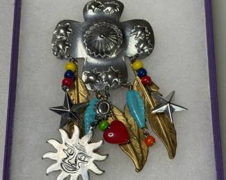 Soutwest Style mixed metals brooch