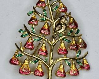 Christopher Radko Partridge Bird in a Pear Tree Brooch