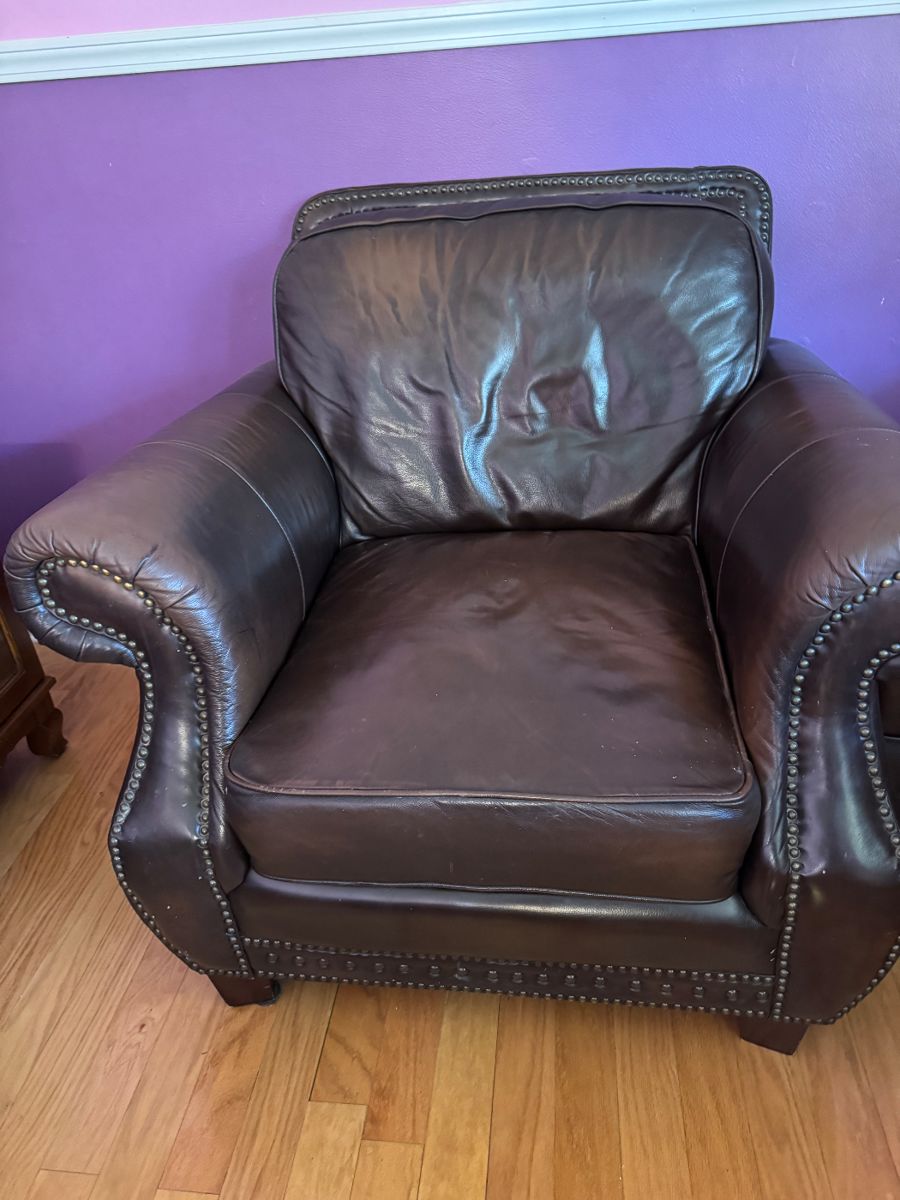 Leather chair & ottoman 