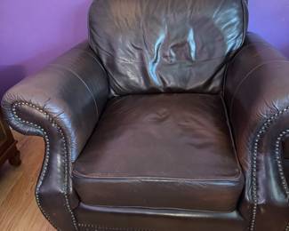 Leather chair & ottoman