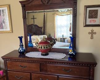 Solid wood dresser with mirror