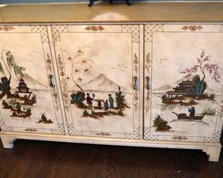 Hand Painted Asian themed Cabinet