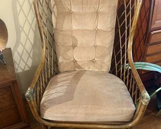 Vintage Rattan High-Back Chair – 1960s–70s