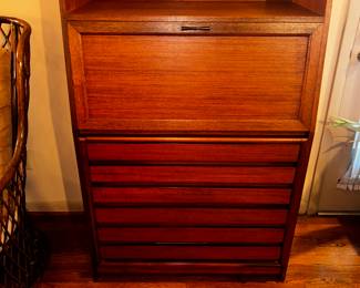 Mid-Century Modern Teak Secretary Desk – Handmade in Thailand 