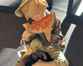Capodimonte Porcelain Figurine – “Boy Eating Watermelon”
