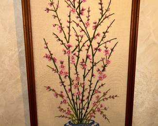 Vintage "Cherry Blossoms" Crewel