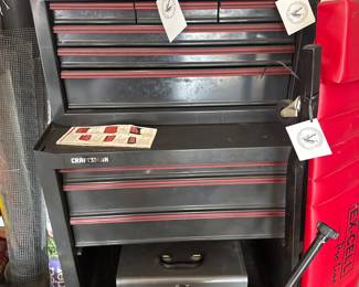 this craftsman tool chest is in the upstairs garage. There is a second red, larger one in the downstairs work room there will be signs pointing to the downstairs.