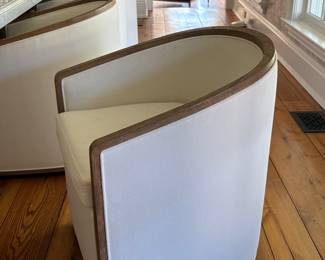 R H Emery curved back caster dining chairs