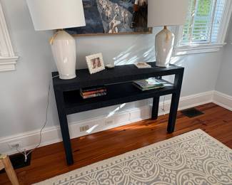 Grasscloth console table