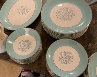 Sevron Blue Lace Dinnerware Set Unmarked Factory Variant