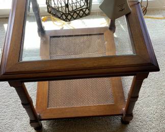 Wood and Glass Accent Side Table