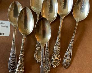 Set of 7 Sterling Silver Customized Spoons