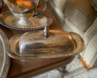 Vintage Silver Butter Dish with Lid