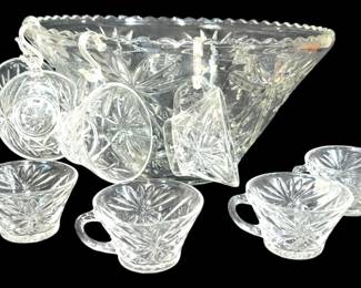 Vintage Glass Punch Bowl Set