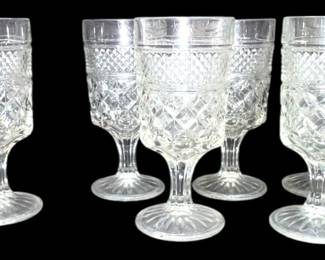 Set6 Vintage Pressed Water Glass Goblets