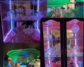 Pink depression glass and Uranium glass