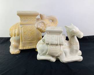 Ceramic Camel & Elephant Plant Stands