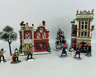 Start Your Christmas Village with Firehouses, Trees and Firemen!