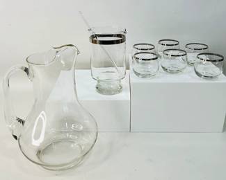 Princess House Martini Set & Vintage Glass Pitcher