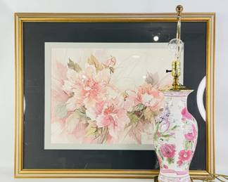 Chinoiserie-Style Lamp & Floral Art Print
