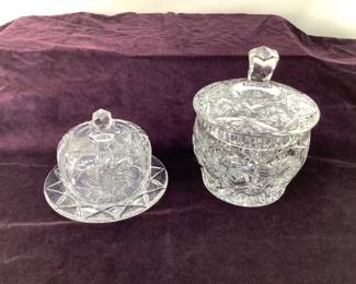 Cut Crystal Butter Dish and a Biscuit Jar
