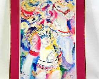 Carousel Horses Watercolor Print