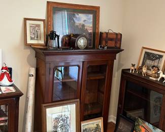 antique library book case with glass doors