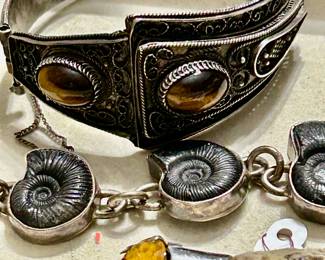 Tigers eye sterling hinged bracelet