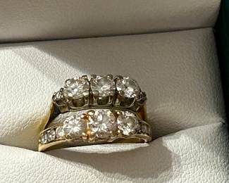 Vintage 14k diamond band rings with 1 CTW of diamonds each