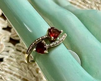 Garnet and diamond heart ring