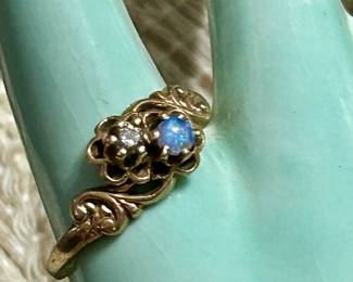 Vintage Opal and diamond ring